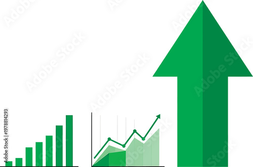 Visual representation of growth and upward progress in business metrics Vector