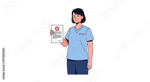 Dedicated healthcare professional displays a vital medical document, representing patient health records, treatment plans, and essential information for care and assistance