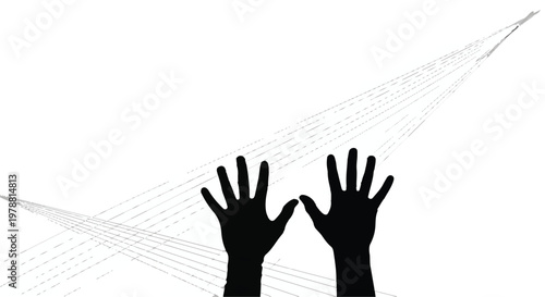 black silhouette hands raised up in air