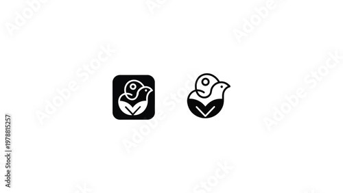 minimal eco bird leaf icon set black and white outline vector nature sustainability symbol simple environment logo graphic design