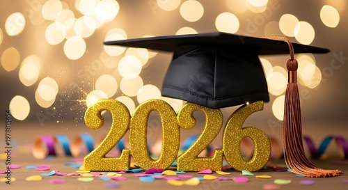 Graduation cap on gold 