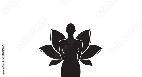woman silhouette lotus flower yoga meditation
