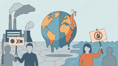 Foto Environmental crisis: global warming, pollution, and public protest