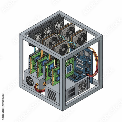 Custom Built Computer Rig With Multiple Graphics Cards.