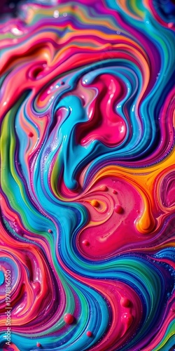 Vibrant pigment swirls caught in macro detail, a kaleidoscope of hues forming abstract organic shapes,  extreme close-up,  fine art