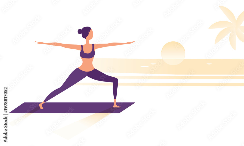 Fototapeta premium woman doing yoga on a beach
