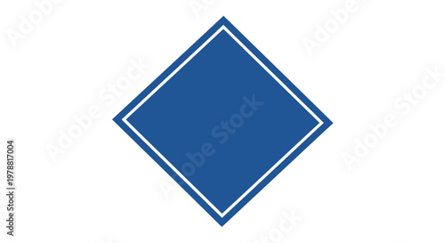 Blue Diamond Shape with White Border on White Background