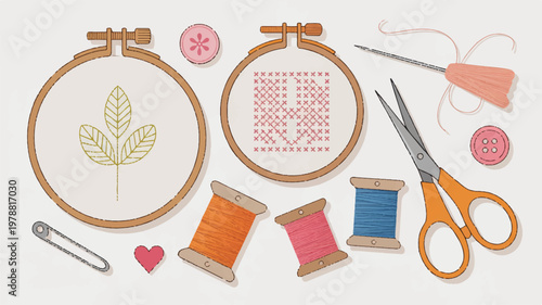 sewing and embroidery tools and supplies for crafting and hobbies