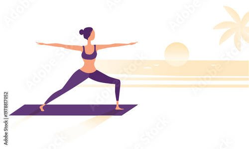  woman doing yoga on a beach
