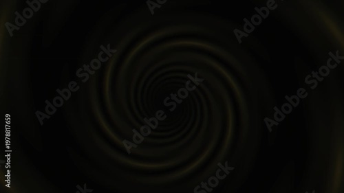 Swirling hypnotic spirals in motion creating a mesmerizing abstract tunnel animation with gold undertones and dark ambiance on seamless video footage
