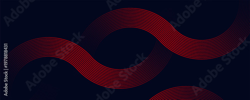 Abstract Dark Background with Dynamic Red Gradient Wavy Lines and Futuristic Tech Energy Flow