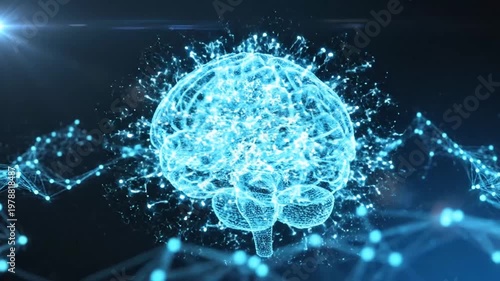 Futuristic Brain Visualization: Digital Neural Network Concept