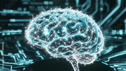 Futuristic Brain with Neural Network Connections, Technology Concept.