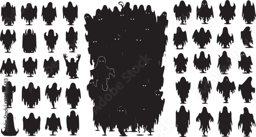 Silhouette, people icons, human silhouettes, crowd graphics, black vector set