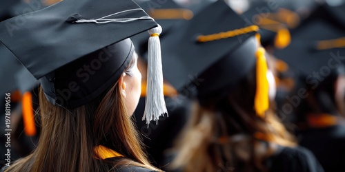 Graduates in Caps and Gowns at a University Ceremony Celebrate Their Achievem...
