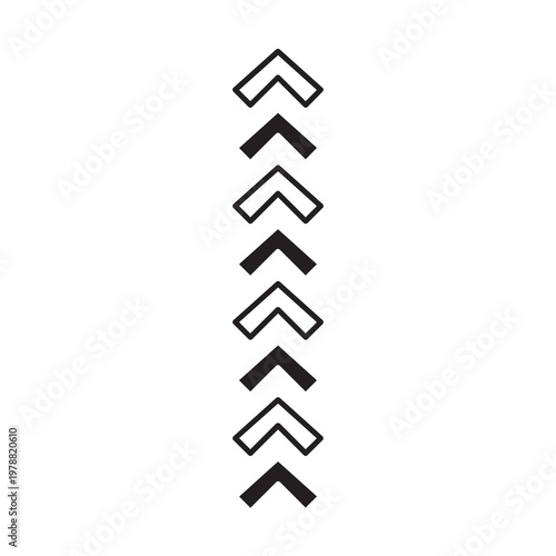 Free Download Chevron arrow stack displays a vertical sequence of black and white chevrons pointing upwards. - GFXLoad