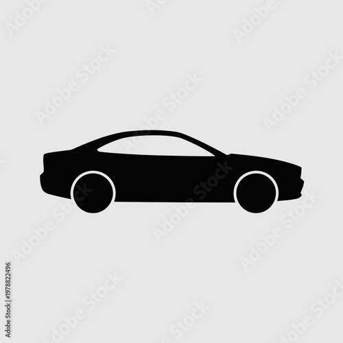 Sleek coupe car silhouette side view profile isolated on grey background for automotive design vehicle transport industry and speed concepts.