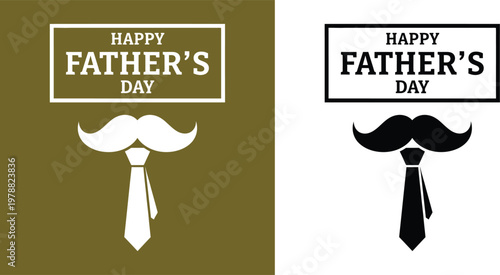 Title happy father's day graphic two versions with mustache and tie design description two side by side graphic designs celebrating father's day featuring a