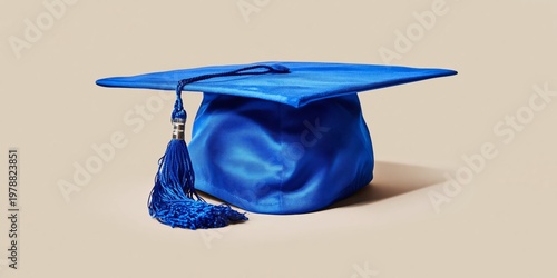 Graduation Cap Rests on a Simple Surface in a Bright Setting During the Celeb...