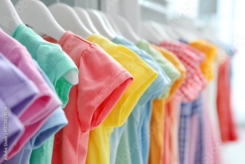 Different Colors of Clothes Hanging on Hangers in a Store During Daylight Hours