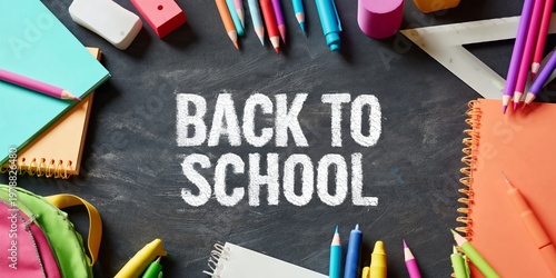 Kids Prepare for School With Colorful Supplies and Cheerful Atmosphere in a C...