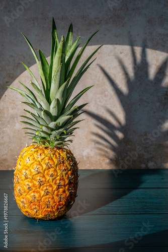 Ripe pineapple with shadow  