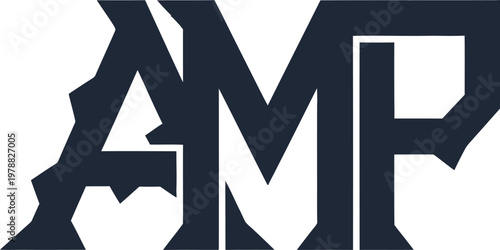 Bold dark typography featuring the letters amp arranged in a modern geometric style with clean lines suitable for corporate branding projects and professional logo design elements