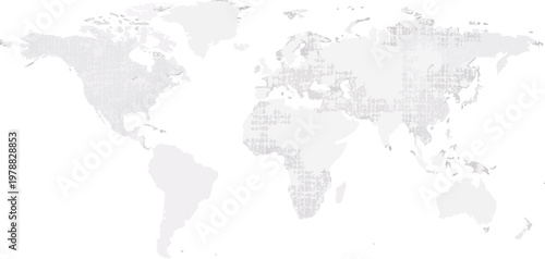 Gray world map with grid lines on white background for geography and navigation purposes