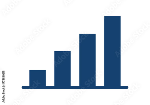Gráfico de barras ascendente de color azul que representa crecimiento y progreso