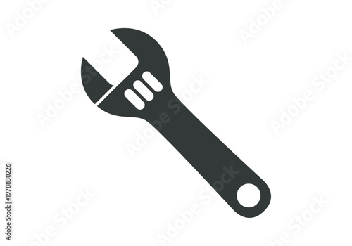 Llave inglesa ajustable de color gris oscuro para trabajos de mecánica y bricolaje