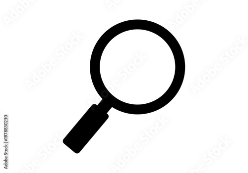 Icono de lupa negra minimalista para búsqueda y exploración de datos