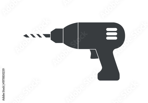 Taladro eléctrico inalámbrico de mano en color gris oscuro