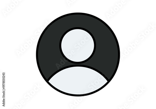 Icono de perfil de usuario genérico con silueta gris oscura dentro de un círculo