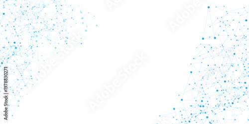 Abstract blue technology network background, digital plexus connection vector, futuristic data communication web with dots and lines on white