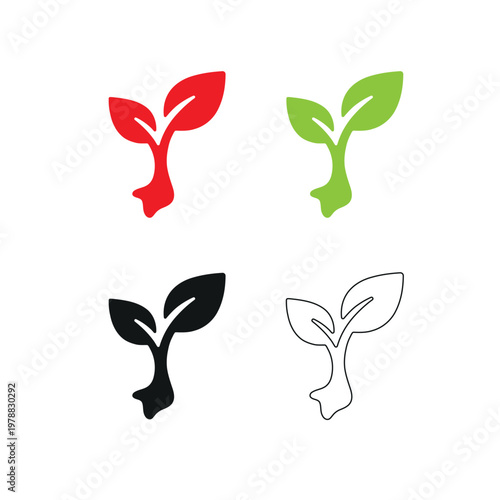 Four Different Plant Sprout Icons illustration