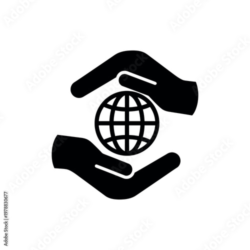 Hands Protecting a Globe Icon illustration