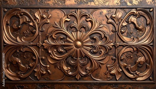 Ornate Bronze Relief - Intricate Floral and Figurative Design.