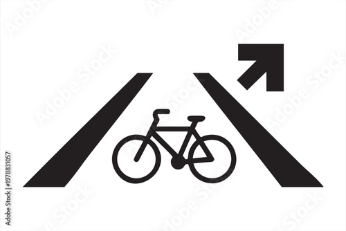 Bike lane sign showing directional turn for cyclists