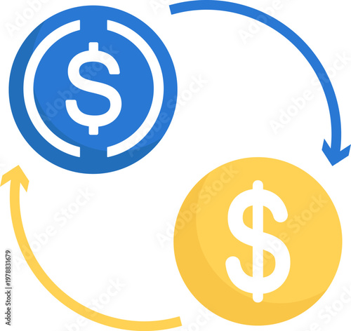 Currency Exchange and Money Transfer Concept with Dollar Coins Illustration