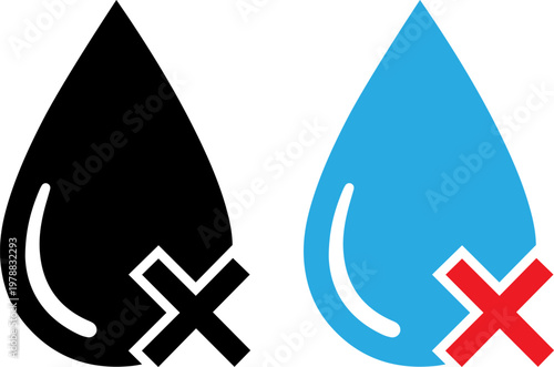 A graphic illustration of two water droplets with one marked as approved and the other rejected