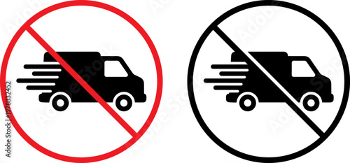 Two no speeding signs with trucks on a white background