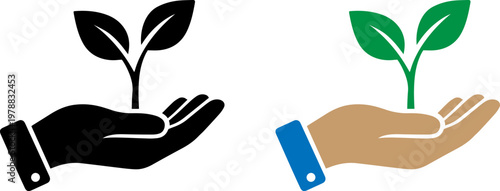 A symbolic image of two hands holding plants representing growth and harmony