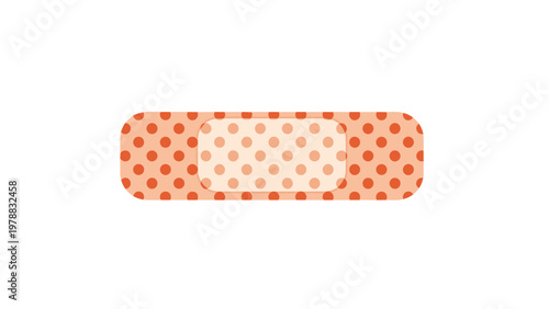 Simple illustration of a rectangular orange adhesive bandage with a darker polka-dot pattern isolated on a plain white background.