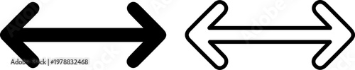 A pair of black and white arrows pointing in opposite directions on a plain background