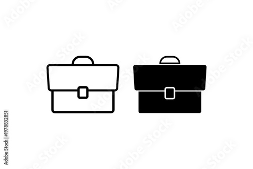 Minimalist black and white briefcase icons with simple design.