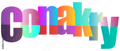 Foto Colorful Gradient Typography Text Design Featuring Conakry City Name