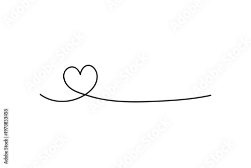 Simple black heart outline drawing with artistic curve on white background.