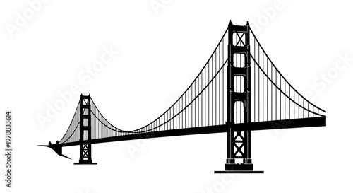 Dramatic black silhouette of the golden gate bridge san francisco silhouette