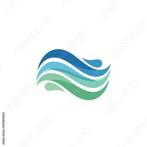 A stylized wave design with blue and green colors.