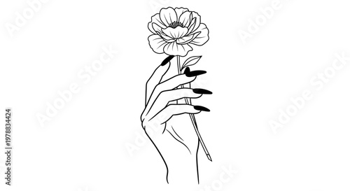 a hand holding a flower.
